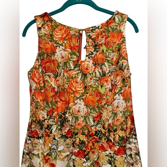 Gabby Skye Sleeveless Pink Orange Rose Floral Flared Dress Size 8 - Picture 5 of 16